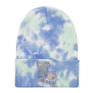 Mardi Gras Louisiana Map Tie Dye 12in Knit Beanie