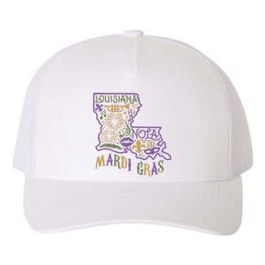 Mardi Gras Louisiana Map Yupoong Adult 5-Panel Trucker Hat