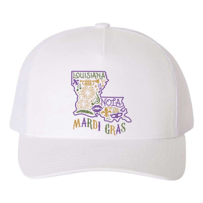 Mardi Gras Louisiana Map Yupoong Adult 5-Panel Trucker Hat