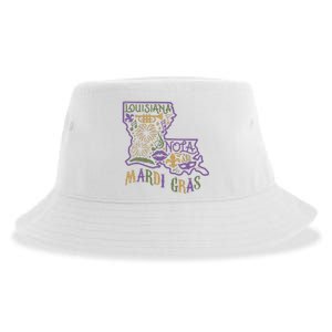 Mardi Gras Louisiana Map Sustainable Bucket Hat