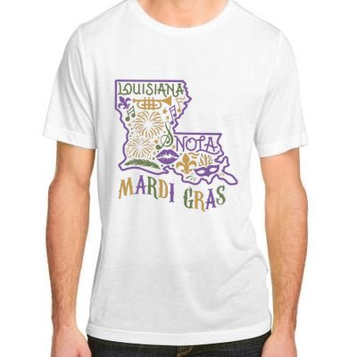 Mardi Gras Louisiana Map Adult ChromaSoft Performance T-Shirt