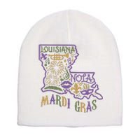 Mardi Gras Louisiana Map Short Acrylic Beanie