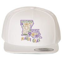 Mardi Gras Louisiana Map Wool Snapback Cap