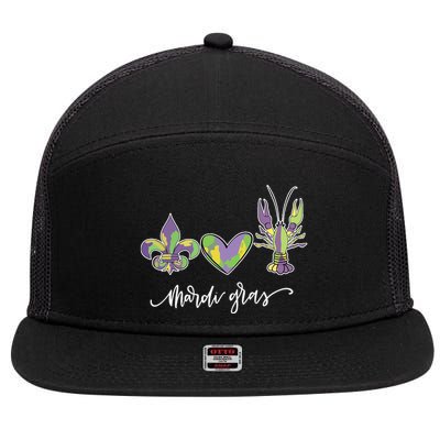 Mardi Gras Logo Heart 7 Panel Mesh Trucker Snapback Hat