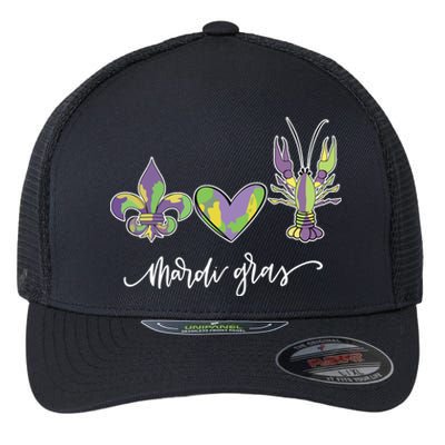 Mardi Gras Logo Heart Flexfit Unipanel Trucker Cap