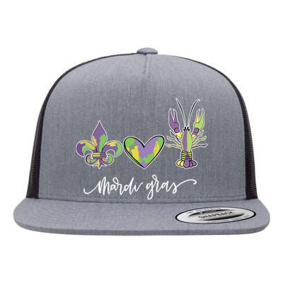 Mardi Gras Logo Heart Flat Bill Trucker Hat