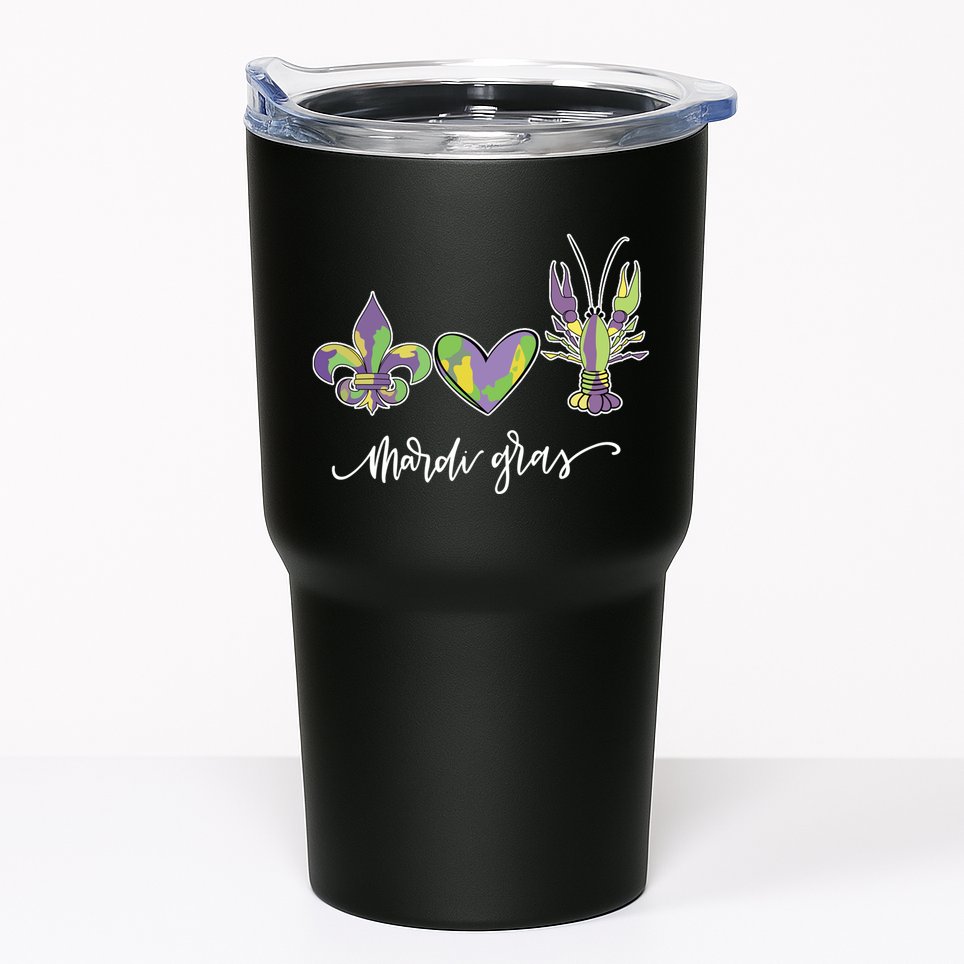 Mardi Gras Logo Heart Tumbler