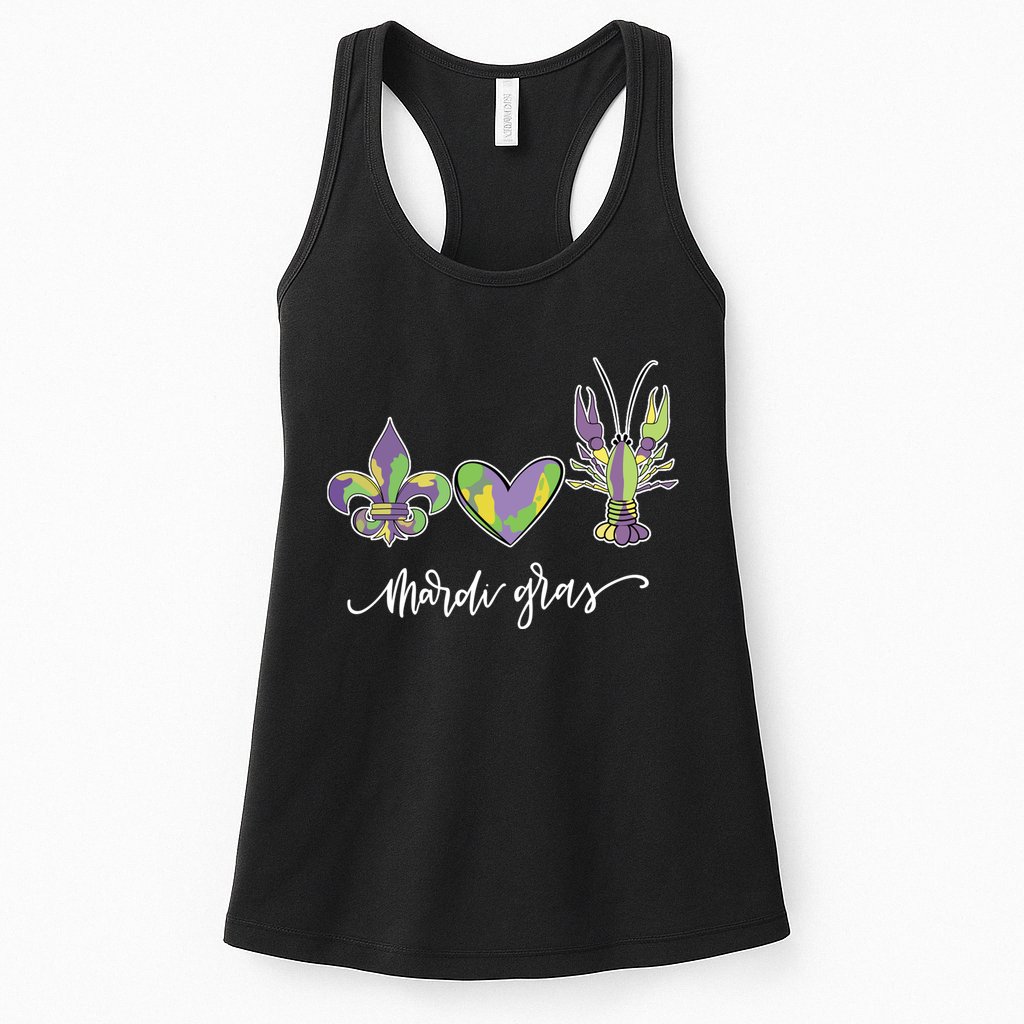 Mardi Gras Logo Heart Womens Tank Top