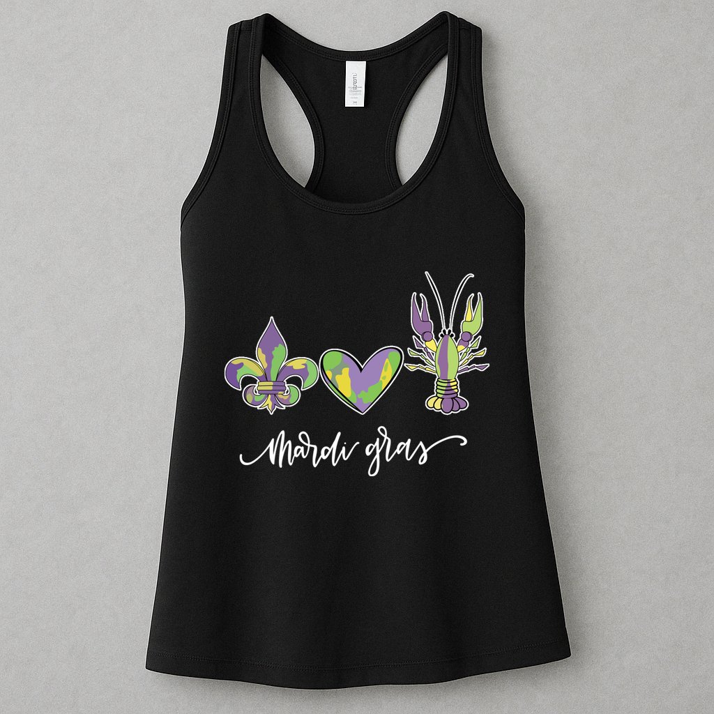Mardi Gras Logo Heart Womens Tank Top