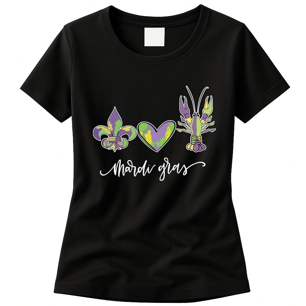 Mardi Gras Logo Heart Womens T-Shirt