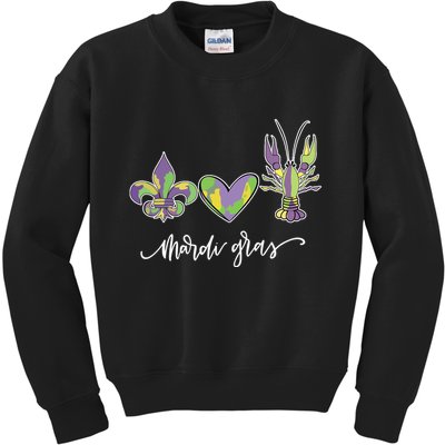 Mardi Gras Logo Heart Kids Sweatshirt