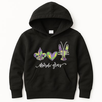 Mardi Gras Logo Heart Kids Hoodie
