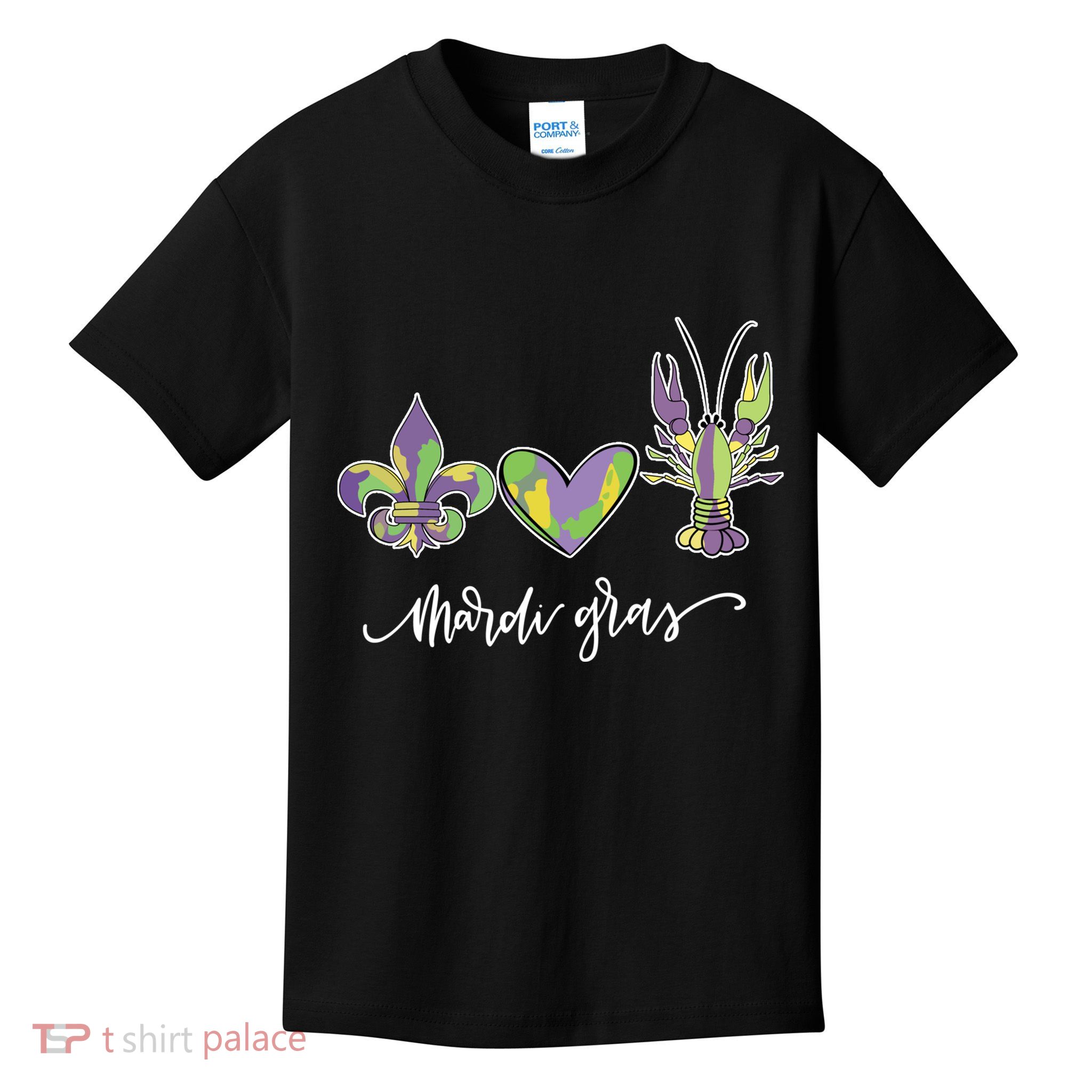 Mardi Gras Logo Heart Kids T-Shirt