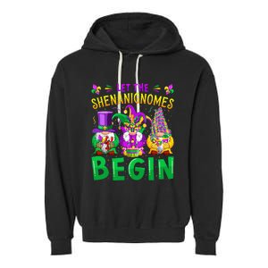 Mardi Gras Let The Shenanigans Begin Gnomes Garment-Dyed Fleece Hoodie