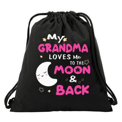 My Grandma Loves Me To The Moon And Back Drawstring Bag