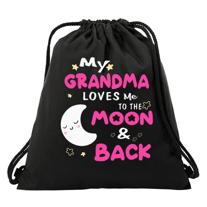 My Grandma Loves Me To The Moon And Back Drawstring Bag