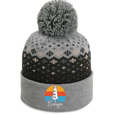 Michigan Great Lakes Lighthouse Beach Town The Baniff Cuffed Pom Beanie