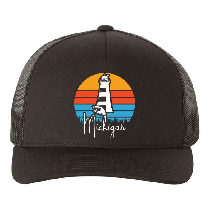 Michigan Great Lakes Lighthouse Beach Town Yupoong Adult 5-Panel Trucker Hat