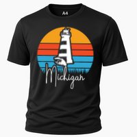 Michigan Great Lakes Lighthouse Beach Town Cooling Performance Crew T-Shirt