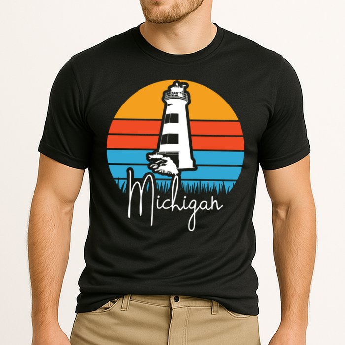 Michigan Great Lakes Lighthouse Beach Town Cooling Performance Crew T-Shirt