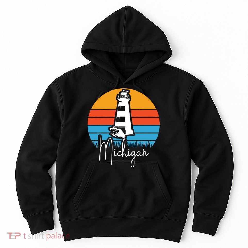 Michigan Great Lakes Lighthouse Beach Town Hoodie