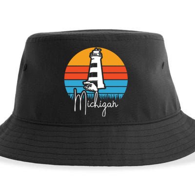 Michigan Great Lakes Lighthouse Beach Town Sustainable Bucket Hat