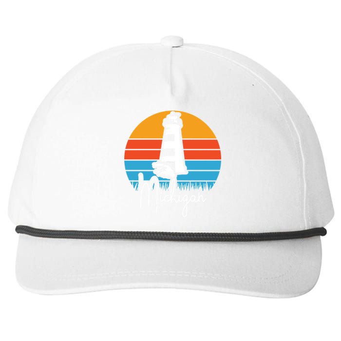 Michigan Great Lakes Lighthouse Beach Town Snapback Five-Panel Rope Hat