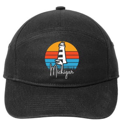 Michigan Great Lakes Lighthouse Beach Town 7-Panel Snapback Hat