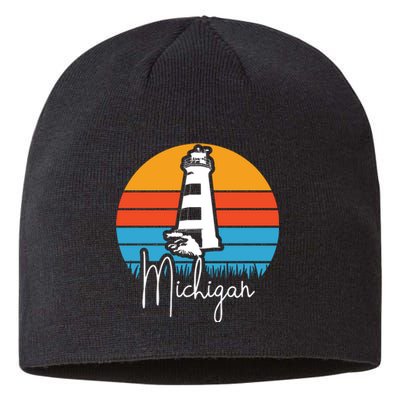 Michigan Great Lakes Lighthouse Beach Town Sustainable Beanie