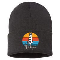 Michigan Great Lakes Lighthouse Beach Town Sustainable Knit Beanie