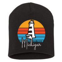 Michigan Great Lakes Lighthouse Beach Town Short Acrylic Beanie