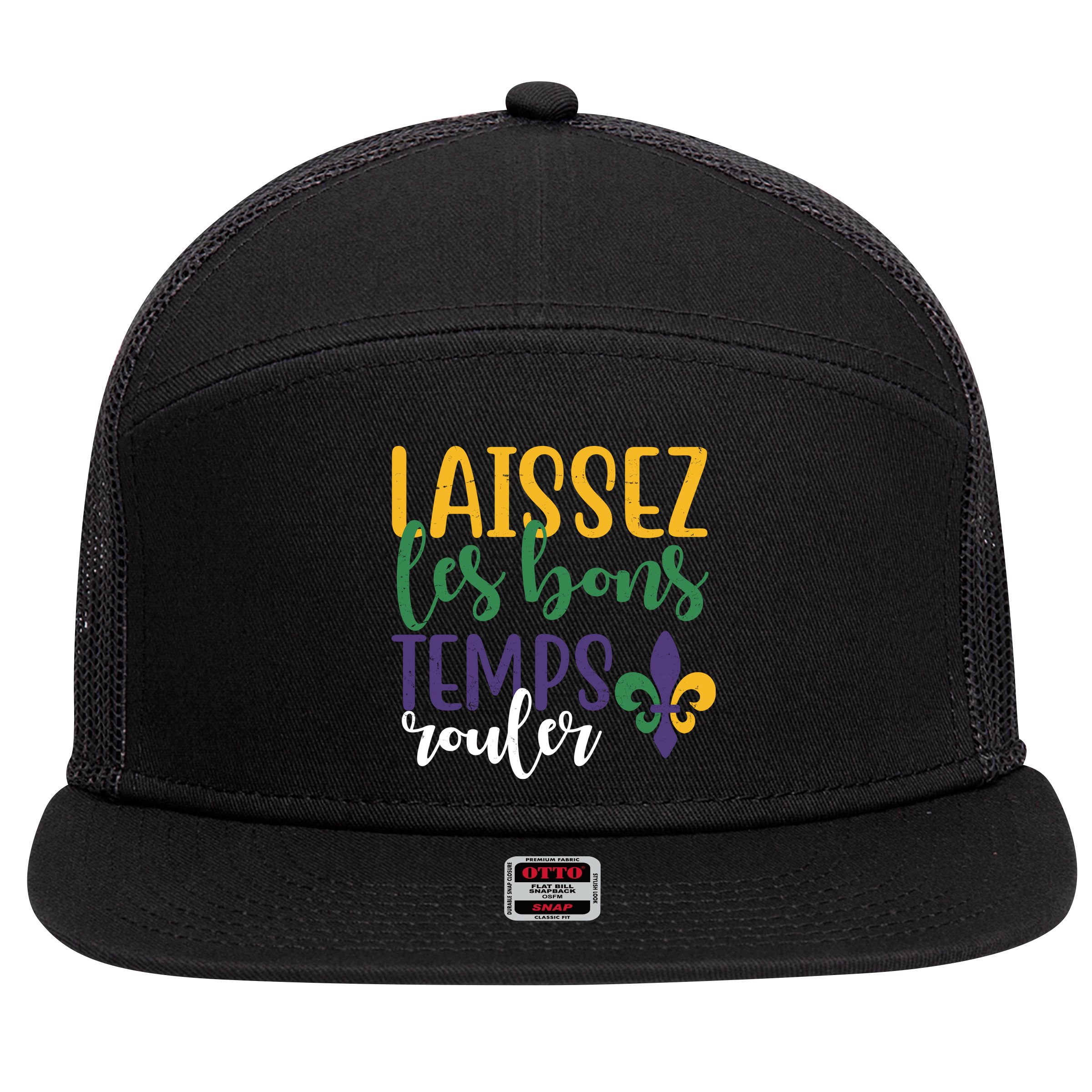 Mardi Gras Laissez Les Bons Temps Rouler 7 Panel Mesh Trucker Snapback Hat