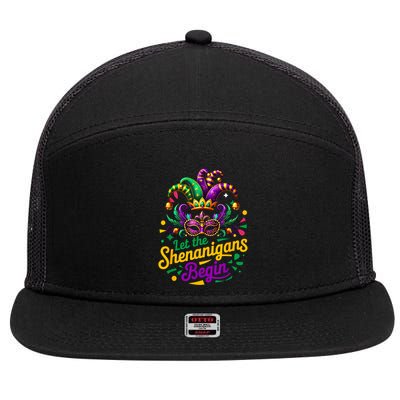 Mardi Gras Let The Shenanigans Begin Women 7 Panel Mesh Trucker Snapback Hat