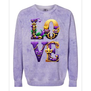 Mardi Gras Love Letters Outfit Costume Women Mardi Gras Colorblast Crewneck Sweatshirt