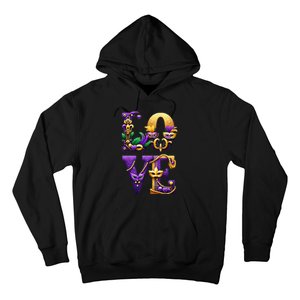 Mardi Gras Love Letters Outfit Costume Women Mardi Gras Hoodie