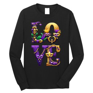 Mardi Gras Love Letters Outfit Costume Women Mardi Gras Long Sleeve Shirt