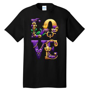 Mardi Gras Love Letters Outfit Costume Women Mardi Gras Tall T-Shirt