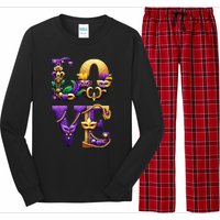 Mardi Gras Love Letters Outfit Costume Women Mardi Gras Long Sleeve Pajama Set