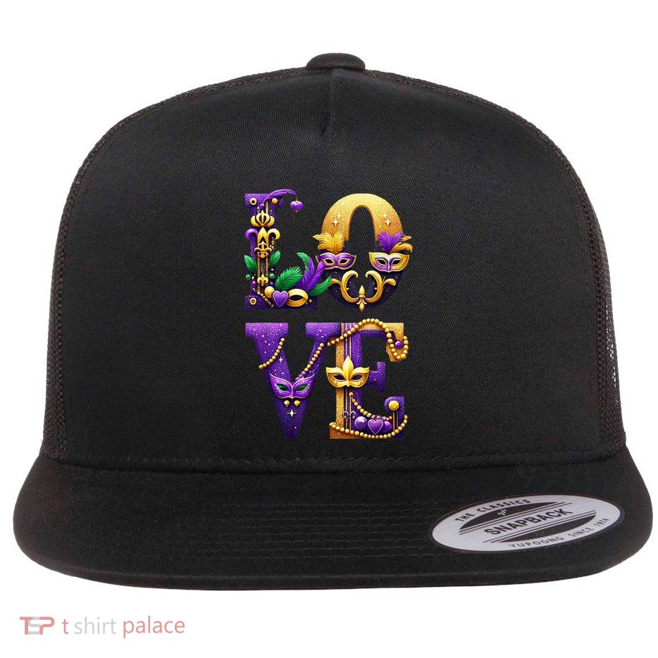 Mardi Gras Love Letters Outfit Costume Women Mardi Gras Flatbill Hat