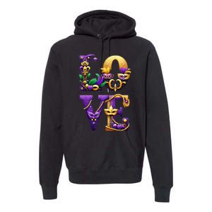 Mardi Gras Love Letters Outfit Costume Women Mardi Gras Premium Hoodie