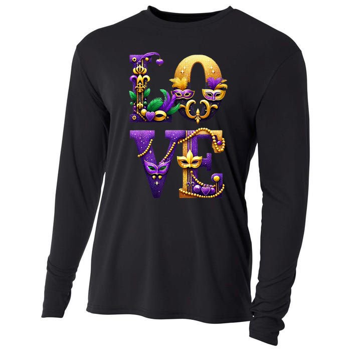 Mardi Gras Love Letters Outfit Costume Women Mardi Gras Cooling Performance Long Sleeve Crew