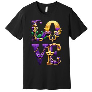 Mardi Gras Love Letters Outfit Costume Women Mardi Gras Premium T-Shirt