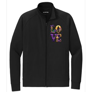 Mardi Gras Love Letters Outfit Costume Women Mardi Gras Stretch Full-Zip Cadet Jacket