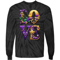 Mardi Gras Love Letters Outfit Costume Women Mardi Gras Tie-Dye Long Sleeve Shirt