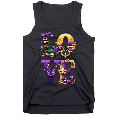 Mardi Gras Love Letters Outfit Costume Women Mardi Gras Tank Top