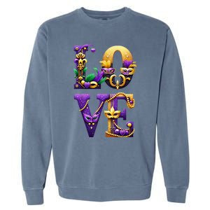 Mardi Gras Love Letters Outfit Costume Women Mardi Gras Garment-Dyed Sweatshirt