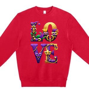 Mardi Gras Love Letters Outfit Costume Women Mardi Gras Premium Crewneck Sweatshirt