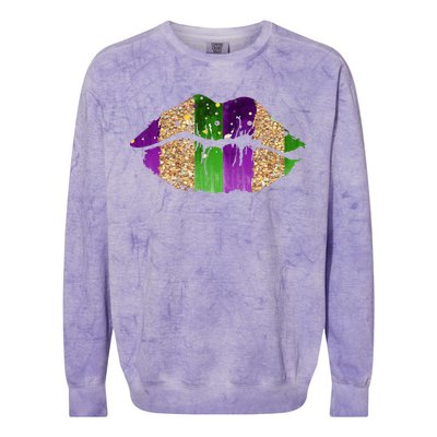 Mardi Gras Lips Celebration Colorblast Crewneck Sweatshirt