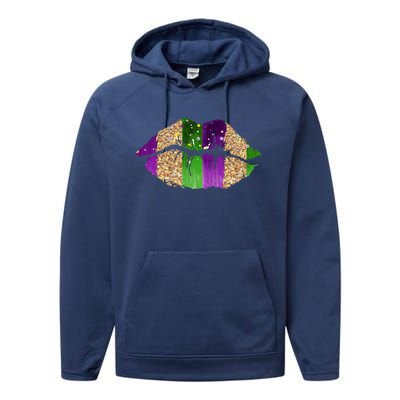 Mardi Gras Lips Celebration Performance Fleece Hoodie