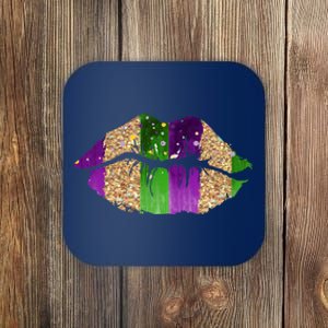 Mardi Gras Lips Celebration Coaster